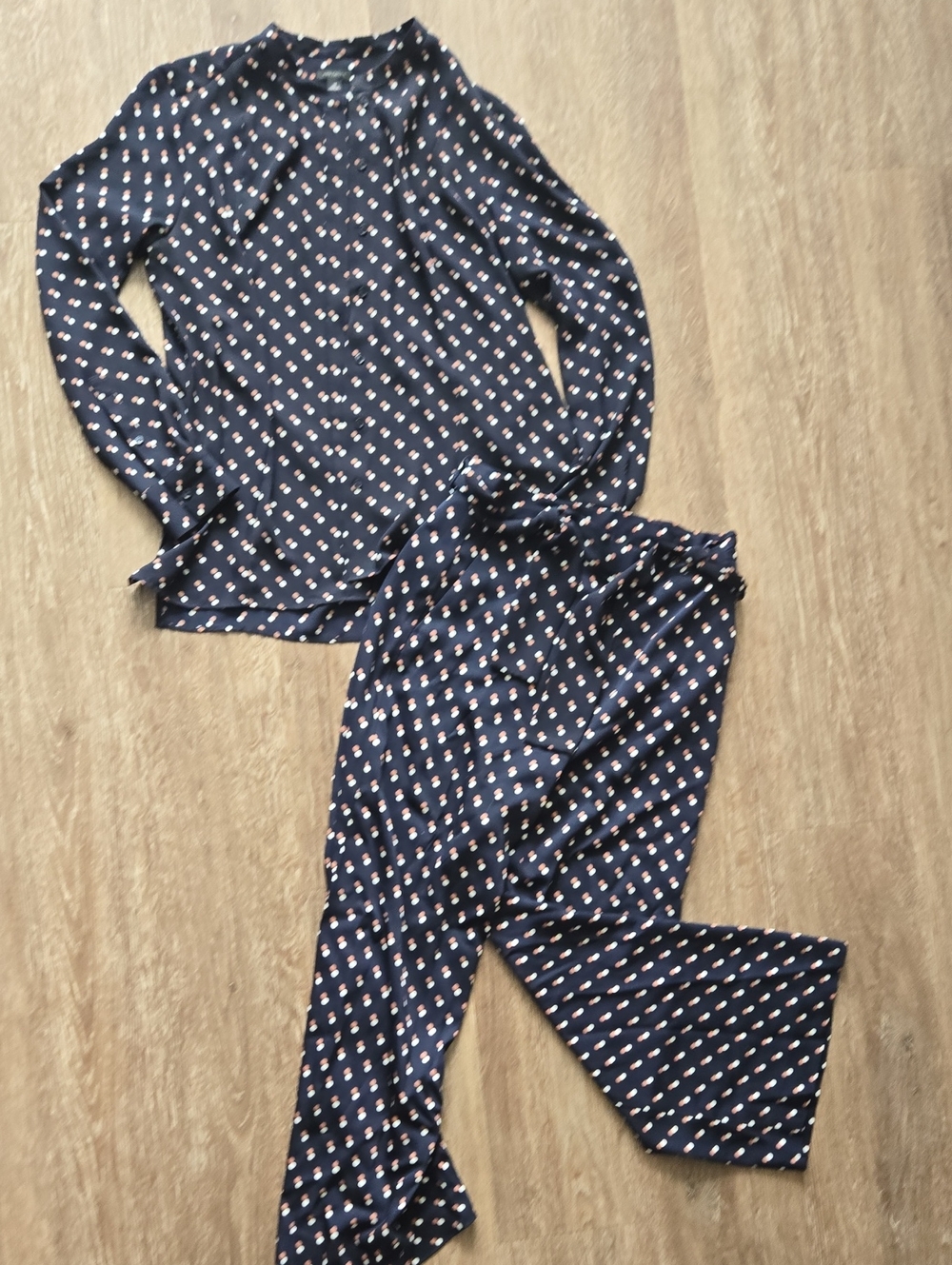 Ann Taylor Navy  Set with Pink Dot Pattern